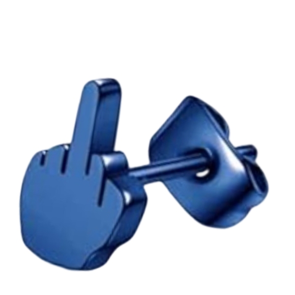 Royal Blue Middle Finger Earrings Hands 1 Pair Fun Studs Humor Funny Joke F U - Picture 4 of 11